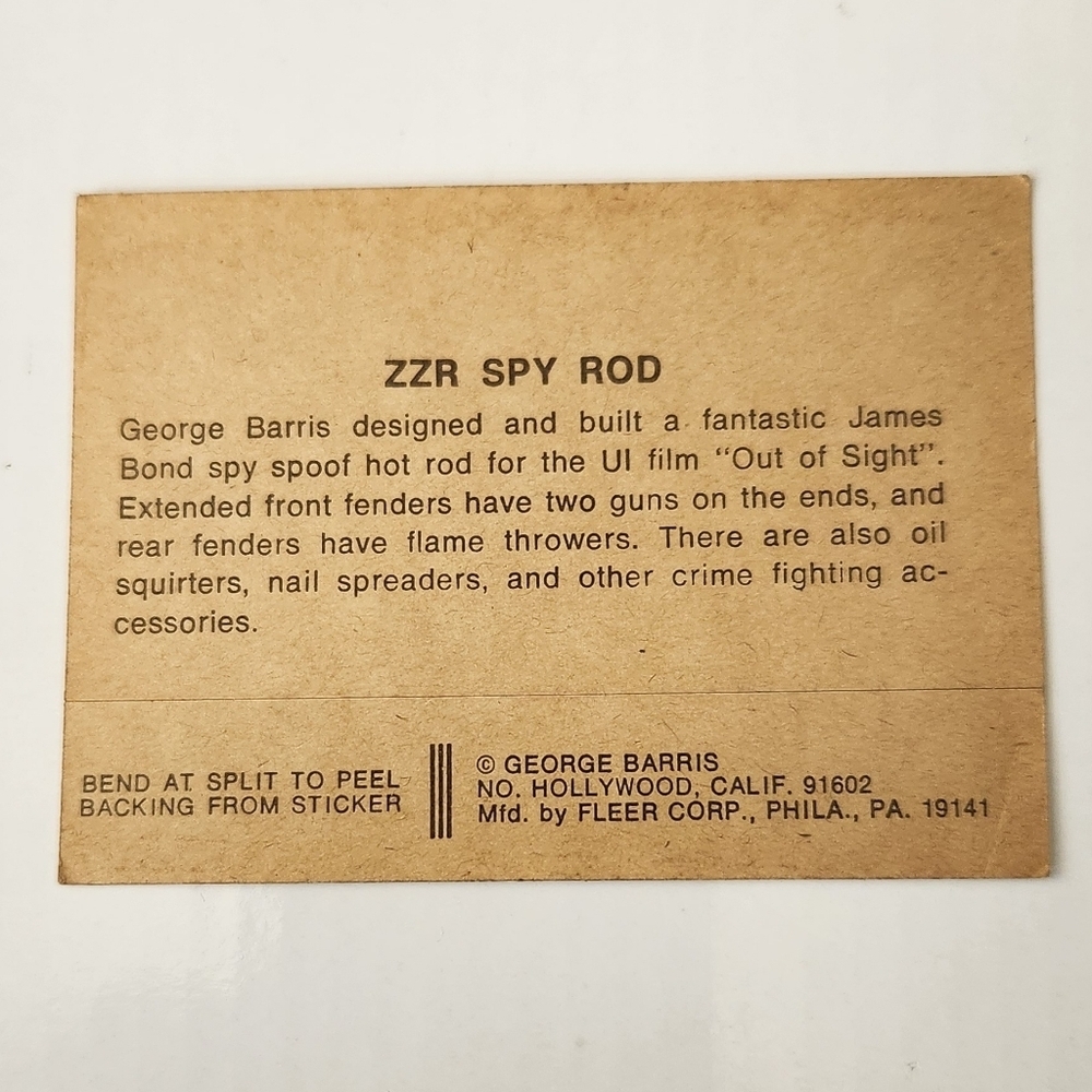 1974/1975 Fleer George Barris Kustom Cars Series 1 ZZR - Spy Rod Sticker Card Vn - Picture 3 of 14